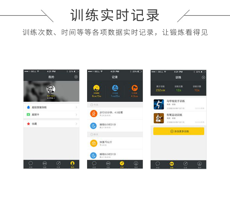 共享健身房的功能-训练实时记录